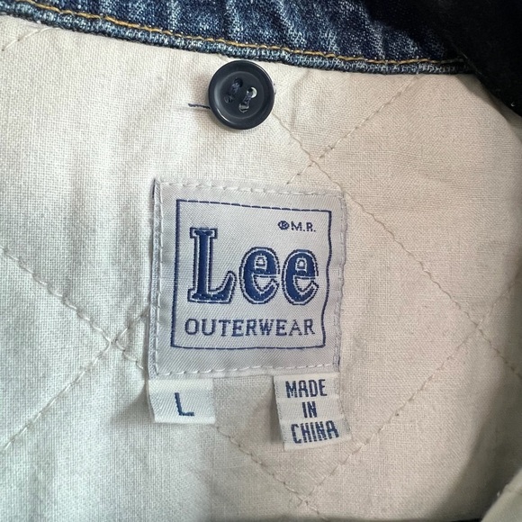 Y2K Vintage Lee Jean Jacket Lined Button Front Size Large - Picture 6 of 7